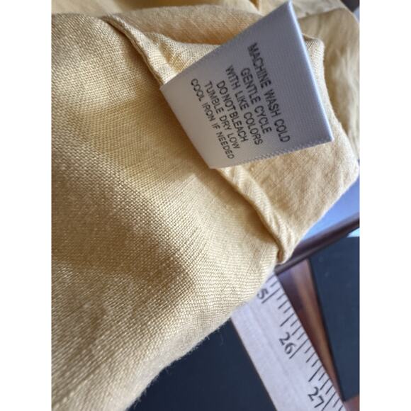 Christopher & Banks XL Button Blouse Shirt Short Sleeve Rayon Linen Yellow READ - Picture 6 of 9
